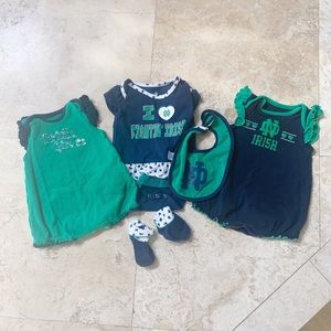 3 Notre Dame Onesies Girls Size 6-9 & 12m